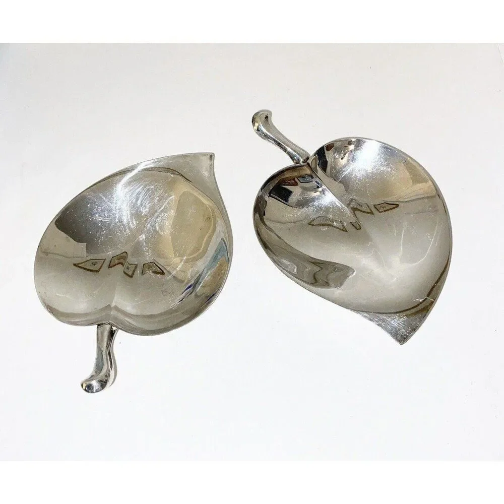 Vintage F.B. Rogers Silver Co. 1883 Silver Plate Leaf Shaped Footed Dishes-2